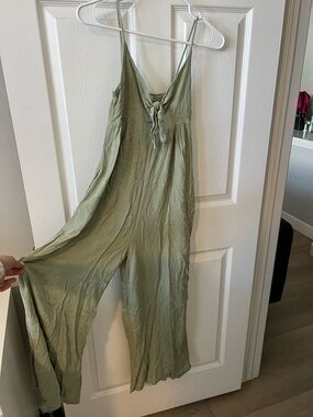 Ooh La luxe Light Green Wide-Leg Jumpsuit with Tie Front